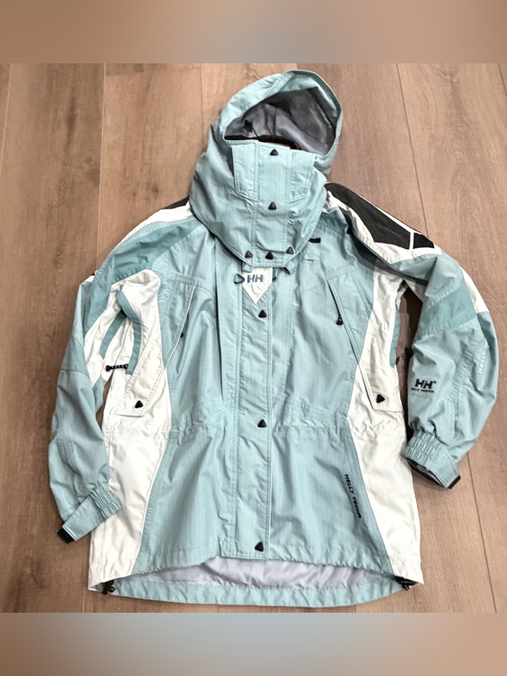 Vintage 90s Helly Hansen Equipe Ski Jacket Women L Sage Colorblock Helly Tech